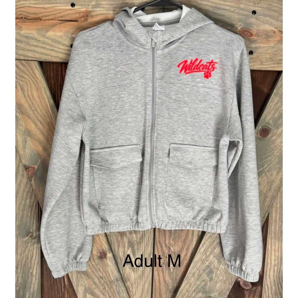 Lot of 3 All in Motion "Wildcats" Cropped Zip Up Hoodies XS (2) and M